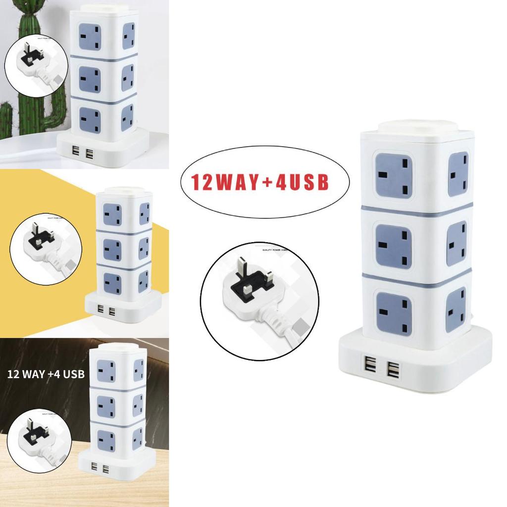 Reliable Uk Standard Vertical Power Strip With Multiple Usb Ports For Home And Office Use