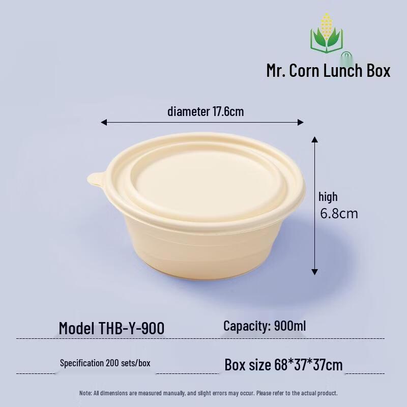 Corn Starch Disposable Round Takeaway Bowls