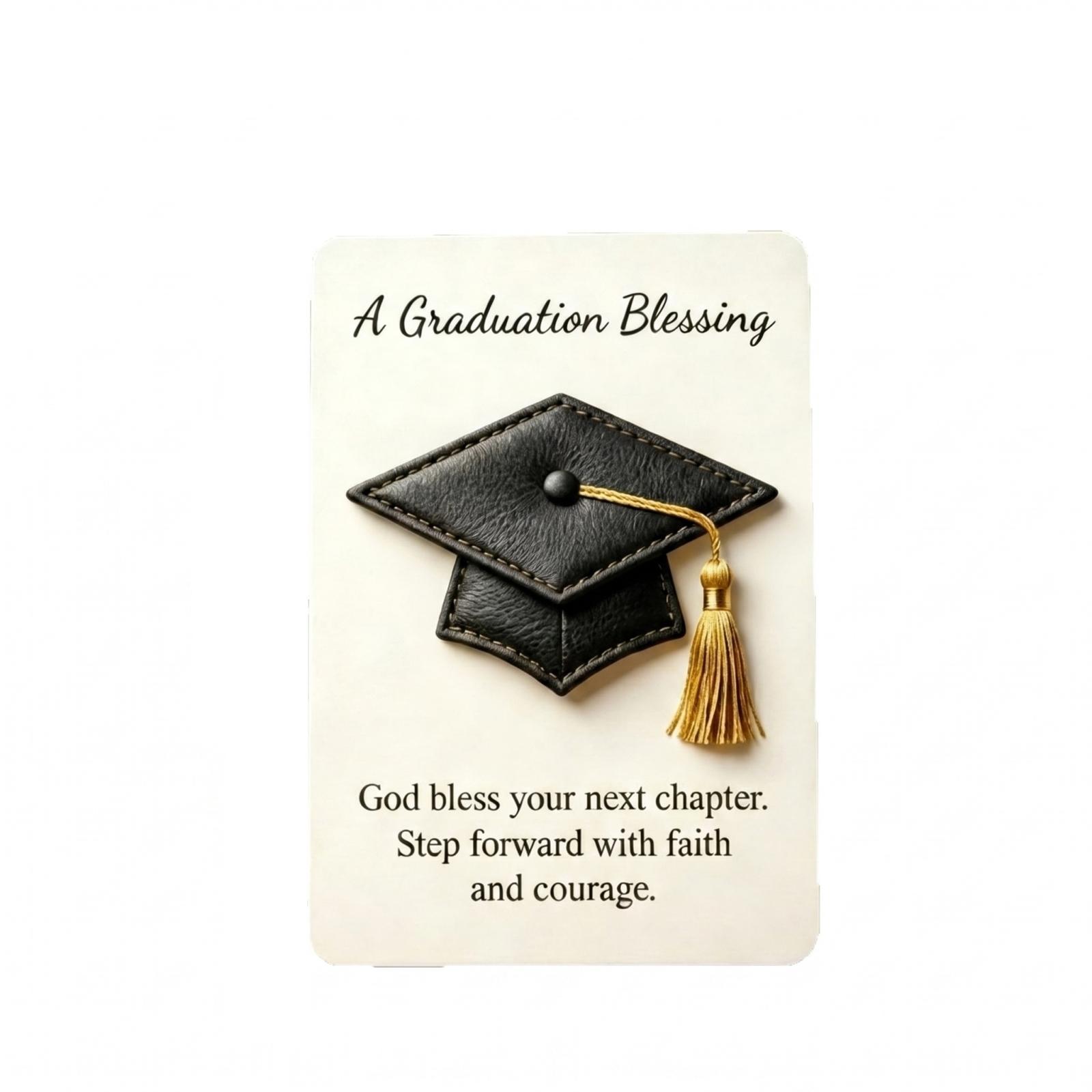

Graduation Blessing Card with Graduation Cap Design Pocket Embroidered Embellishment and Inspirational Message for Graduation Celebration and Keepsake One Size чёрный