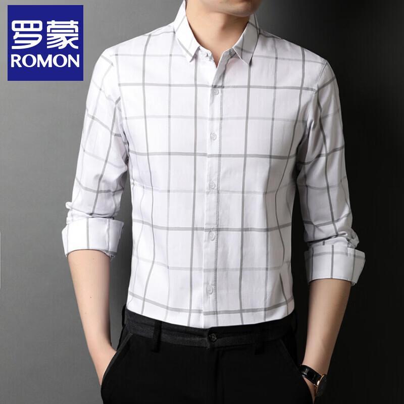 Luomeng Men s Business Casual Plaid Long Sleeve Shirt 2XL