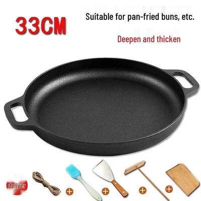 Mehrzweck Gusseisen Flache Pfanne & Grillplatte Set