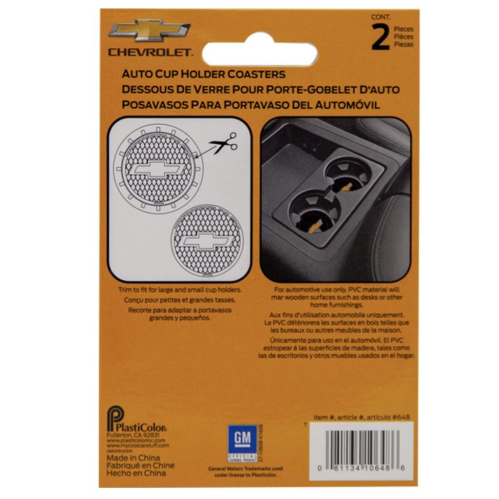 Plasticolor 000648R01 Chevrolet Bowtie Gold Cup Holder Coaster, Black