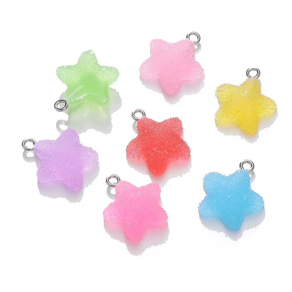10pcs/lot Simulation Five-Pointed Star Soft Candy Cute Charms Pendant for DIY Earrings Necklace Jewelry Accessories Finding