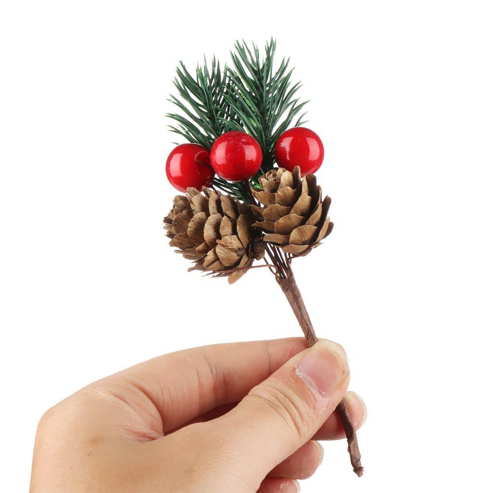 Pine Cone Red Berries Home Floral Decor Artificial Flowers Xmas Tree Decor Christmas Ornament