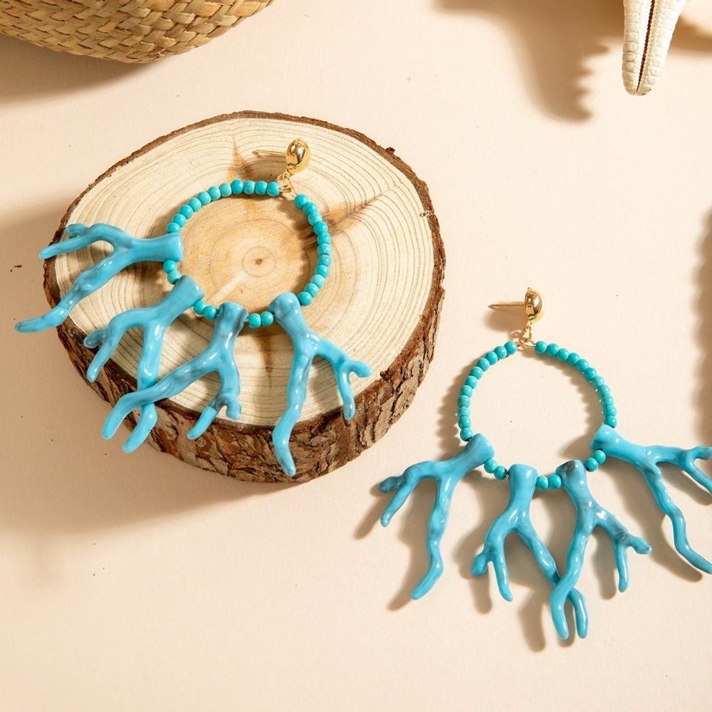 Bohemian Coral Pendant Earring Exaggerated Turquoise Earrings Gifts Womens Trendy Jewelry