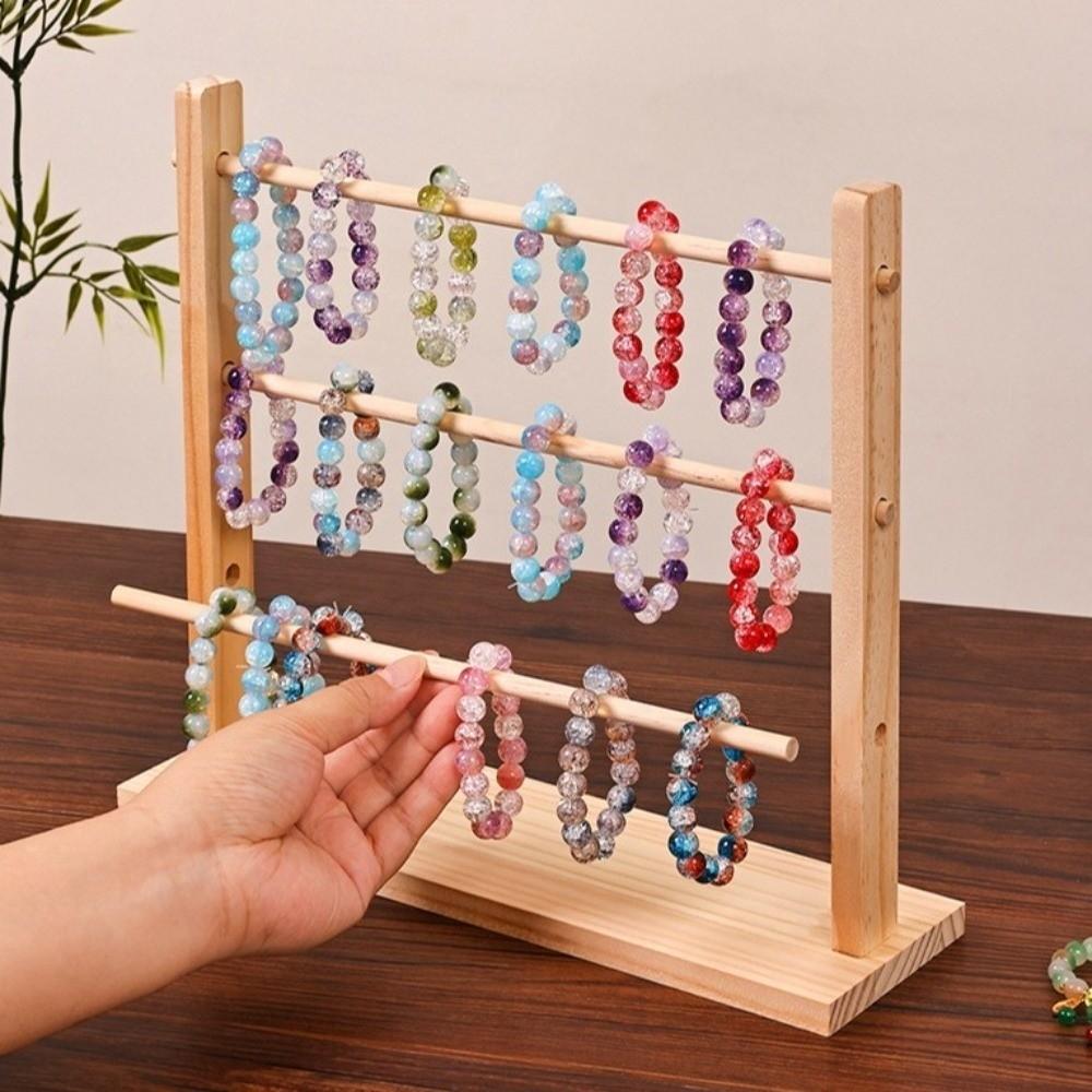 Vintage Wooden Storage Rack 2/3/4 Layer Jewelry Organizer Holder Hair Rope Rack  Home Decors