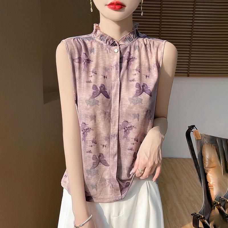 

Chinese Summer Ice Silk Sleeveless Women s Color Block Knit Top Large (Suitable for 110-120 jin)