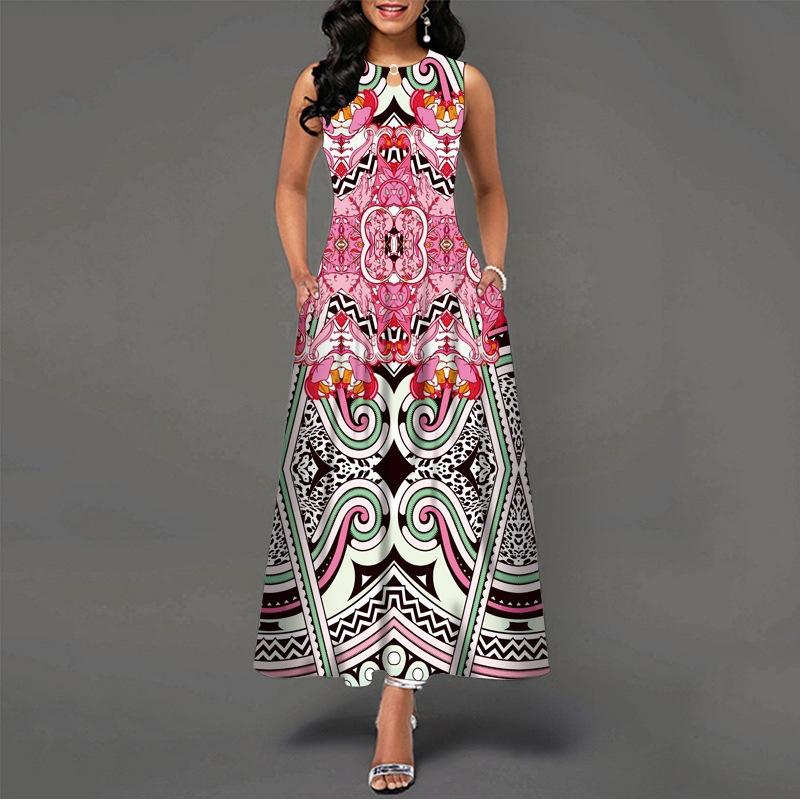 2025 New Fashion Trend Dresses Spring Summer Printed Waist Dresses Fashion Women's