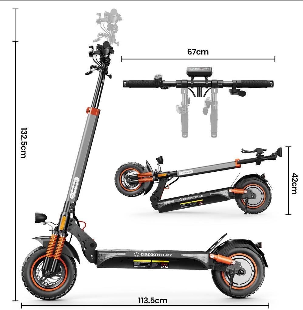 CIRCOOTER M2 ABE Terénní elektrická koloběžka pro dospělé 500W motor 48V12Ah baterie Skládací EScooter s ovládáním pomocí aplikace Terénní pneumatiky