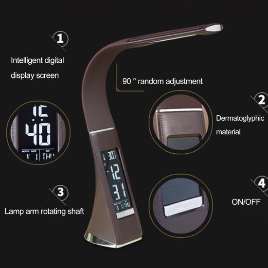 Lampă de masă LED Reglată luminozitate la atingere Controlul pâlpâirii Protecție gratuită a ochilor Design ecran digital Lumină albastră