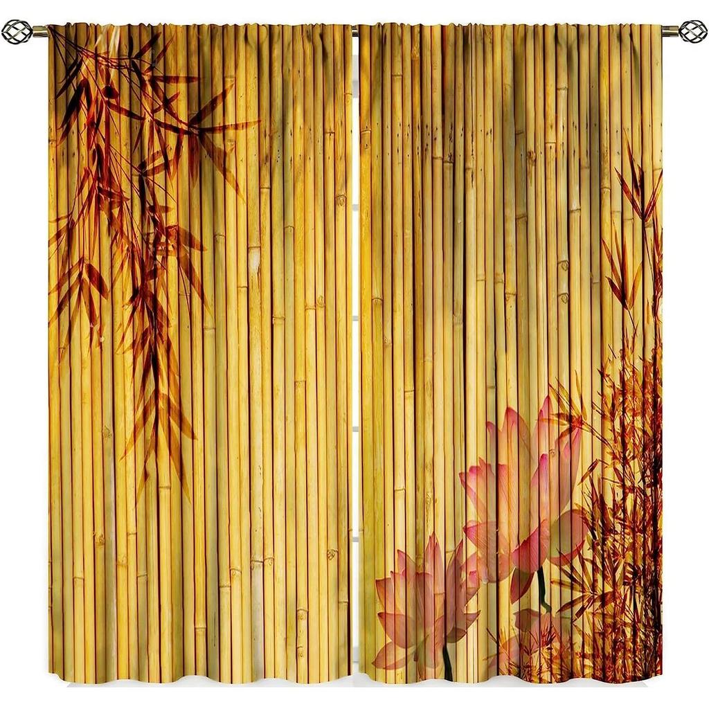 Závěsy ve stylu tradiční čínské kaligrafie, bambusový strom, moderní 3D geometrické závěsy, dům a ložnice, výzdoba oken