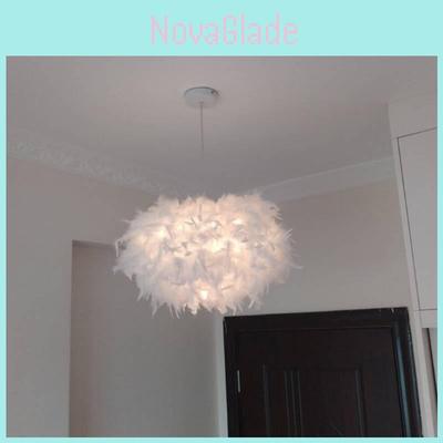 Moderne Witte Veer Hanglamp Met Led Lamp Voor Slaapkamer En Studiekamer Decor