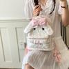 Schoolbag New Melody Floral Rhombus Backpack Women's Three-dimensional Bow Pu Student Schoolbag Junior High School Students Small Backpack