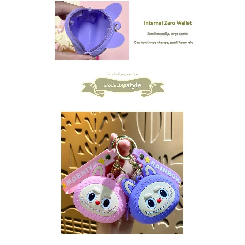 Cartoon Cute Labubu Coin Purse Wallet Labubu Keychain Key Bag Children's Wallet Gift Accessories Pendant