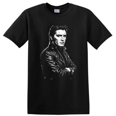 Elvis Presley T-shirt Rock and Roll Zanger Gitaar Portret Muziekfan Legende Tee