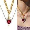 Distinctive Heart And Swords Necklace Pair With Sturdy Black Coating Designed For Those Seeking Individuality And Depth