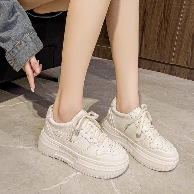 Platform white shoes women s spring Korean version heightening white board shoes sports women s shoes 40 бежевый