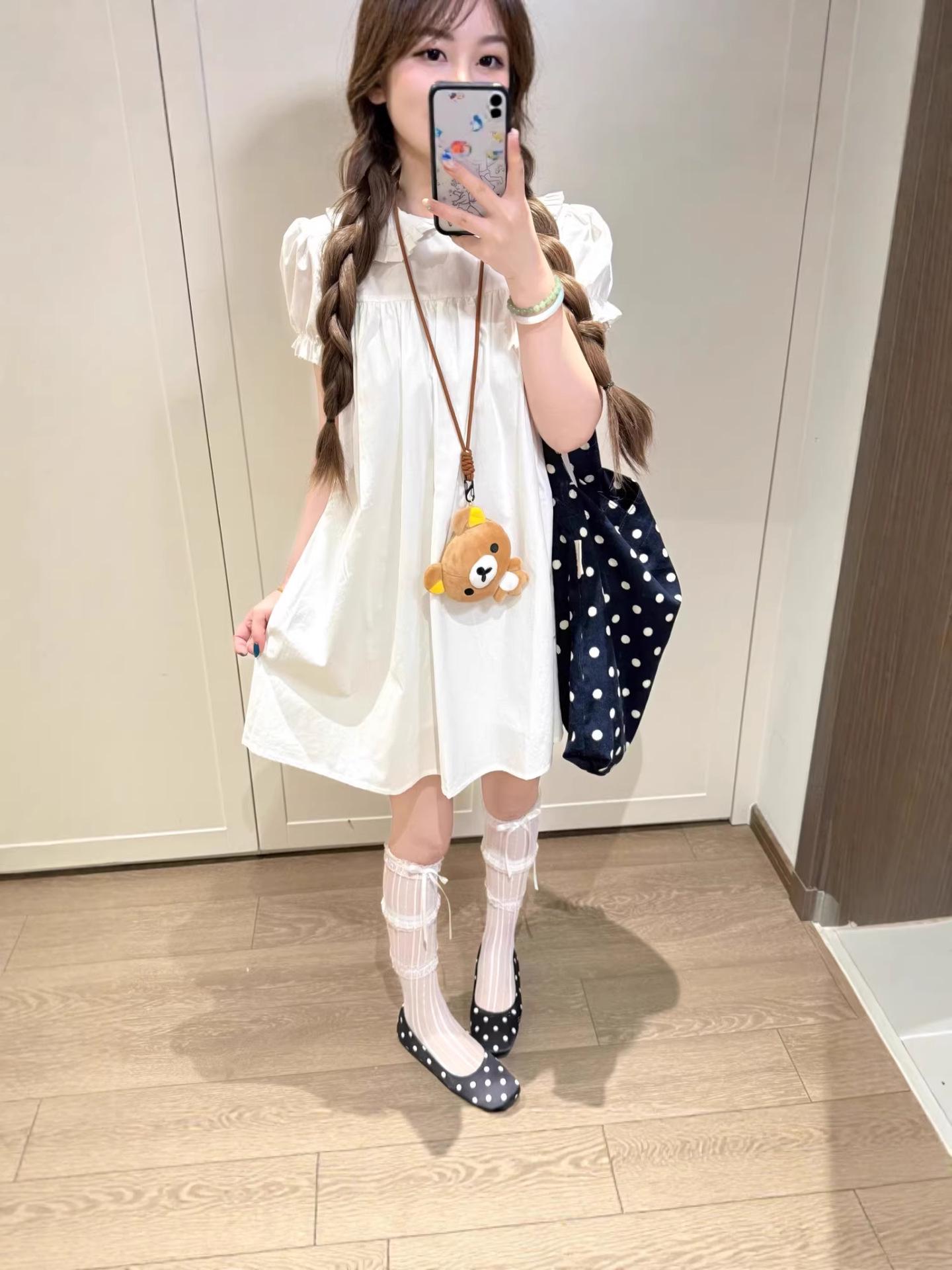 

2026 Spring Korean Style Lace Doll Collar White Dress Large
