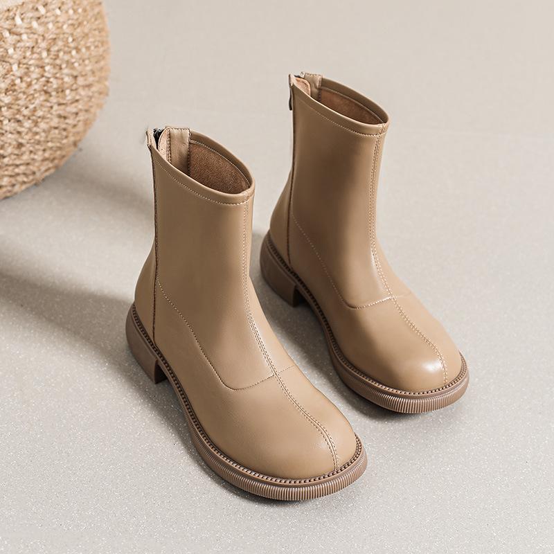 Chelsea Elastische Skinny Stiefel Winter Neue Stiefel mit großem Kopf Skinny Kurze Stiefel Damen Martin Stiefel Damengröße Damenschuhe