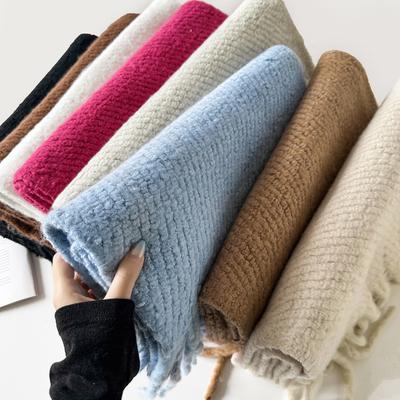 Luxus Kaschmir Einfarbige Damen Schal Winter Schal Und Wickeltuch Bandana Pashmina Quaste Weiblich Foulard Dicke Decke
