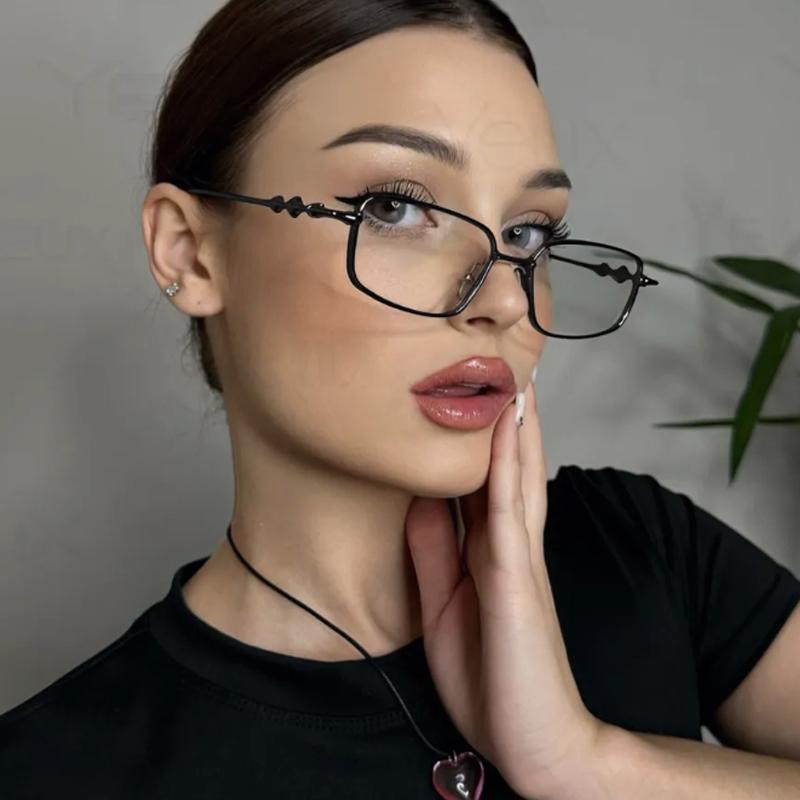 Protective Glasses Fashion Square Anti Blue Light Simple Style Sunglasses High-End with Metal Frame Narrow Frame Glasses