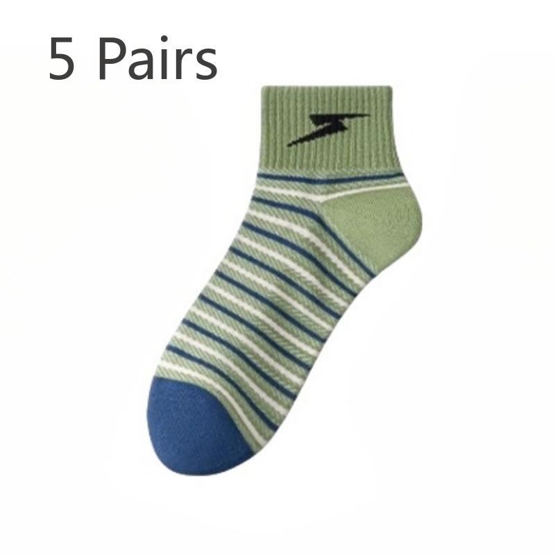 

5 пар мужских весенне-летних носков из чистого хлопка с дезодорирующим эффектом и впитыванием пота, сетчатых, тонких, студенческих, спортивных 5 Pairs зелёный