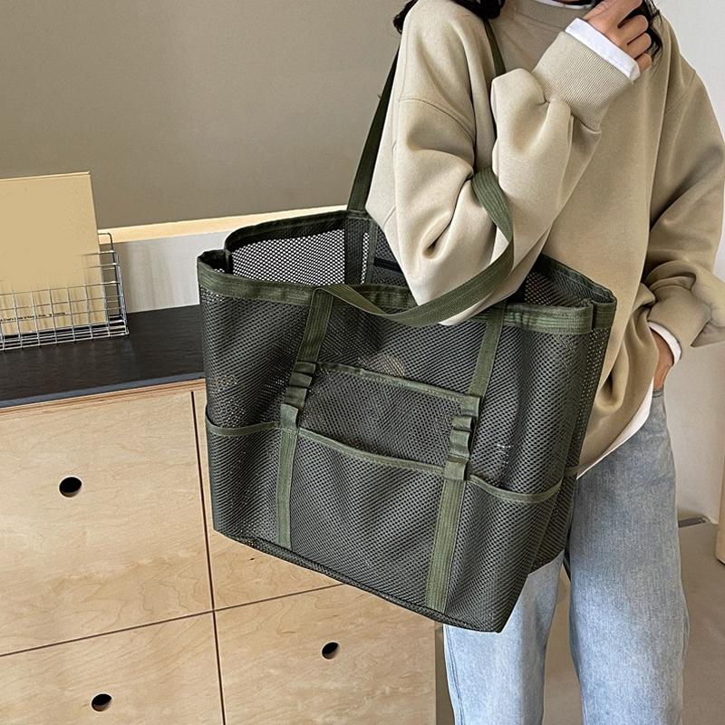 Hollow Large Capacity Makeup Storage Bag Women Multifunctional Mesh Shoulder Bag Travel Transparent Bag Beach Bags