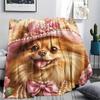 Pomeranian Print Flannel Blanket, High quality Comfortable for All Seasons, Home Decor, Warmth and Comfort, Perfect for Christmas Gifts