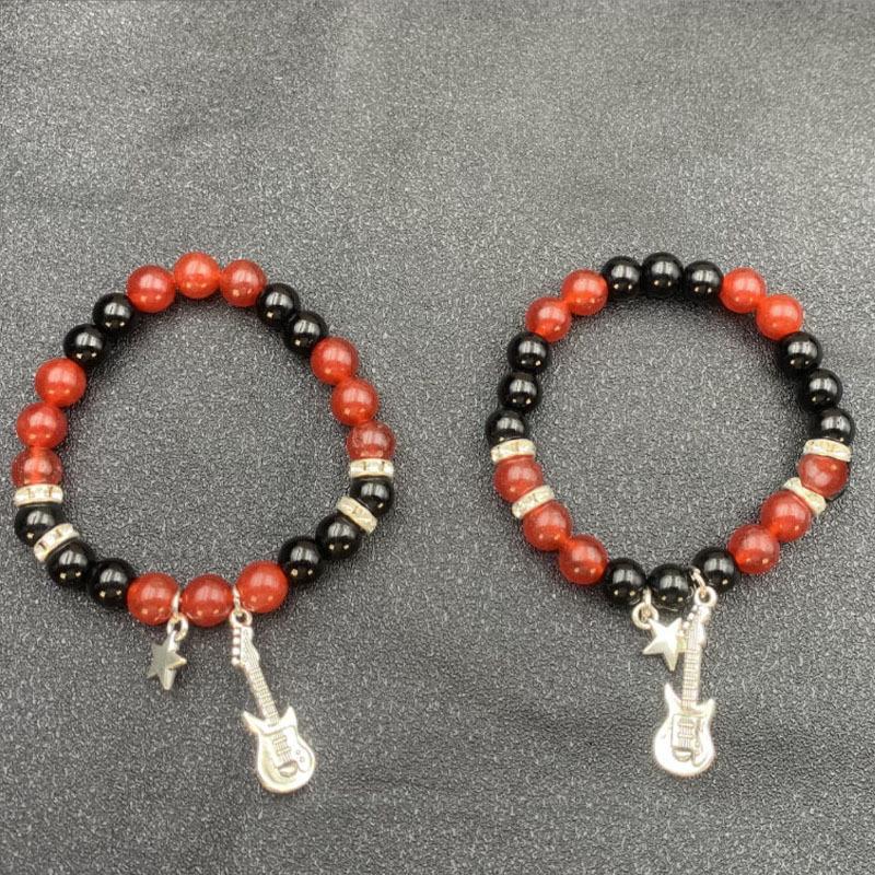 Magnetic Heart Beaded Couple Bracelets – Elastic Jewelry for Best Friends