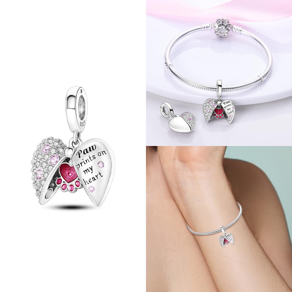 Copper Charm Fit Original Pink Pendant Charm Bracelet Necklace Women Beads Diy Jewerlry Accessories Fine Gift