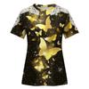 Women's Fashion Lace Hollow Print Round Neck Short Sleeve T-shirt Top