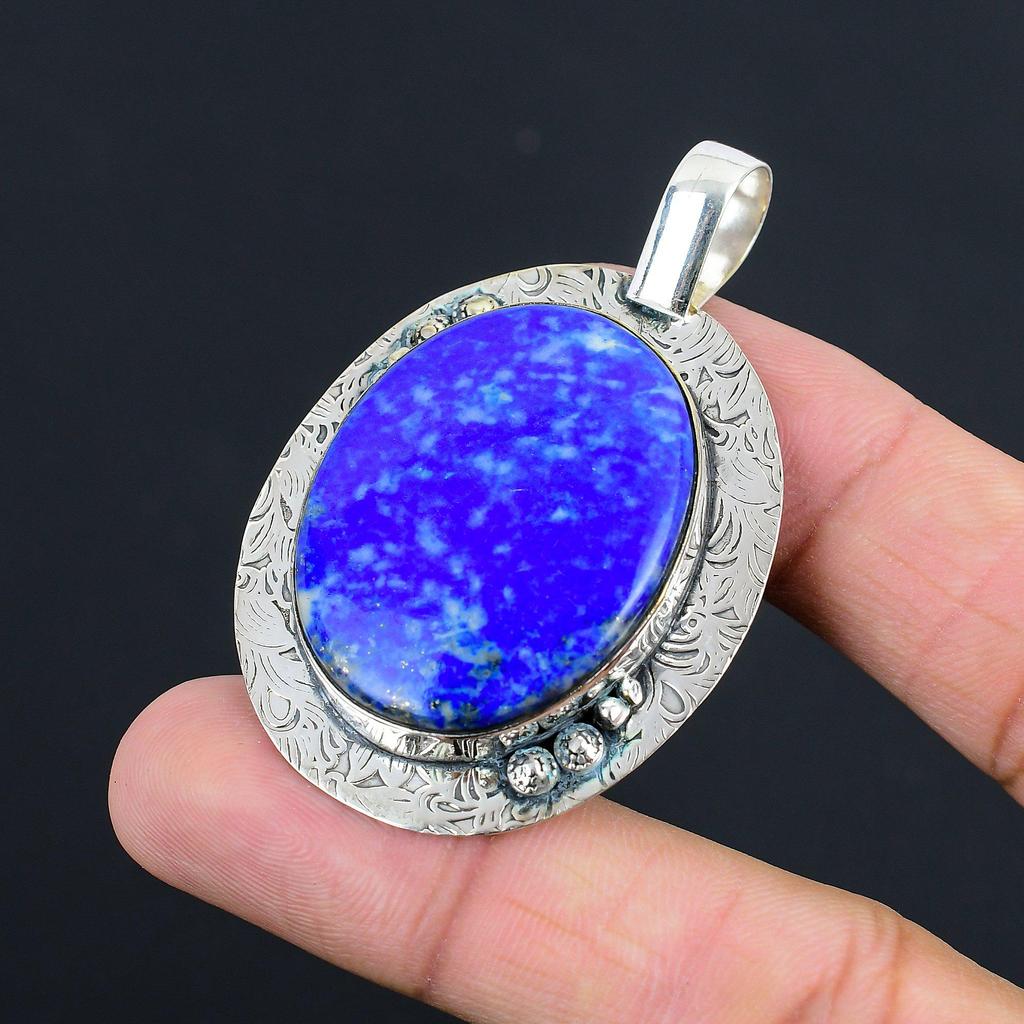 Birthday Gift For Her Natural Lapis Lazuli Gemstone Pendant 925 Sterling Silver