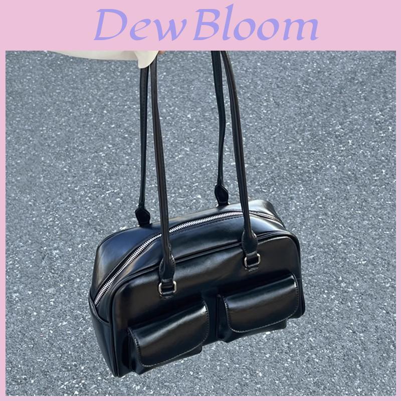 Retro Vintage Pu Tote Bowling Bag With Multiple Pockets For Daily Street Fashion