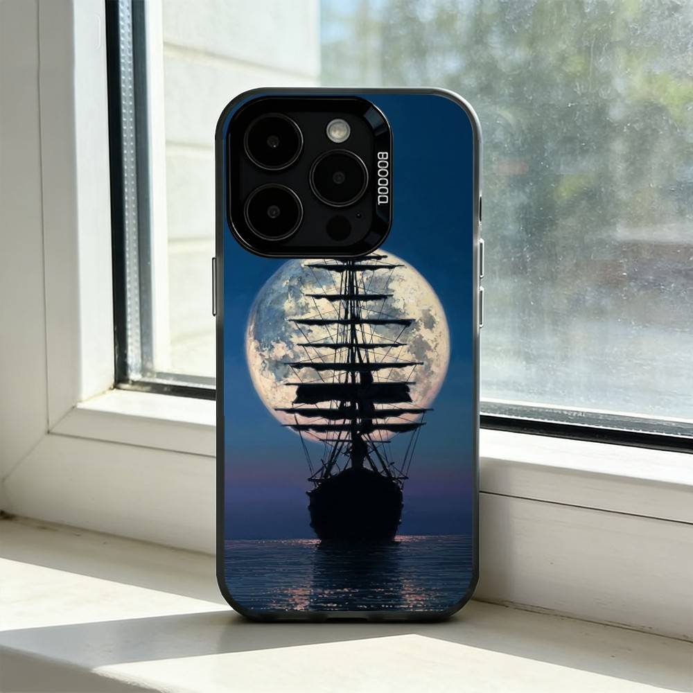 

Sailing Ship B-Boat Phone Case For iPhone 17,16,15,14,13,12,11 Plus,Pro Max,XS,Colorful Silver Phone case Funda Cover iPhone16