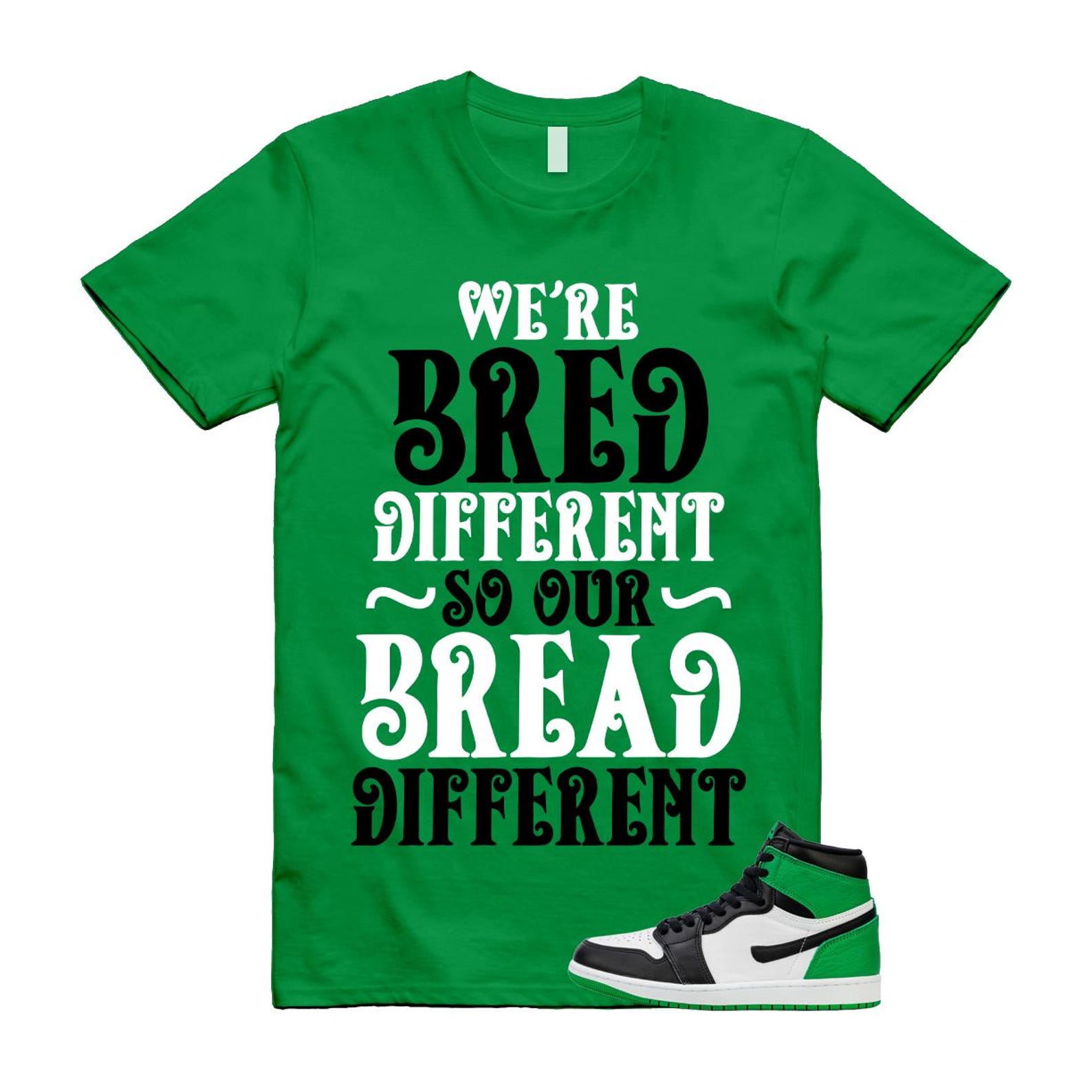 1 Lucky Green White Black High T Shirt Match BREAD S