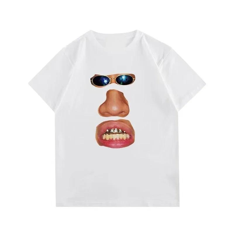 Unisex Oversized Summer Casual Short Sleeved Pure Tops 2026 European and Ameran Goth High Street Style Round Neck Tshirt For