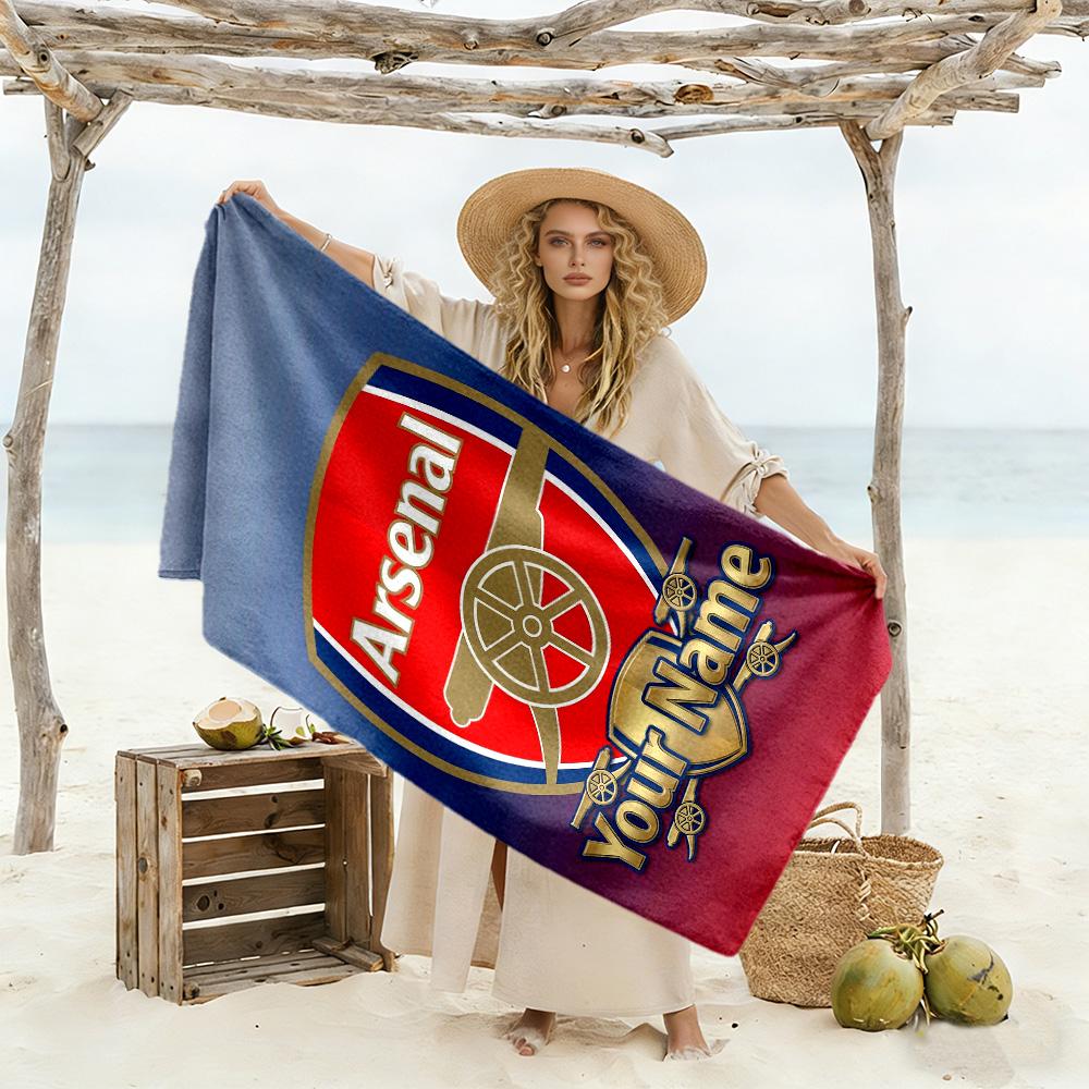 Arsenal F.c. Customize Your Name Beach Towel Super Soft & Absorbent Perfect for Traveling Yoga Camping and Swimming