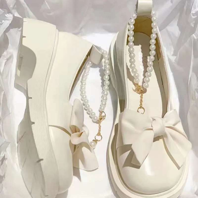 

Mary Jane Shoes Girl Summer 2025 New Fairy Wind Bow Pearl Platform Non-slip Versatile Small Leather Shoes Tide 40