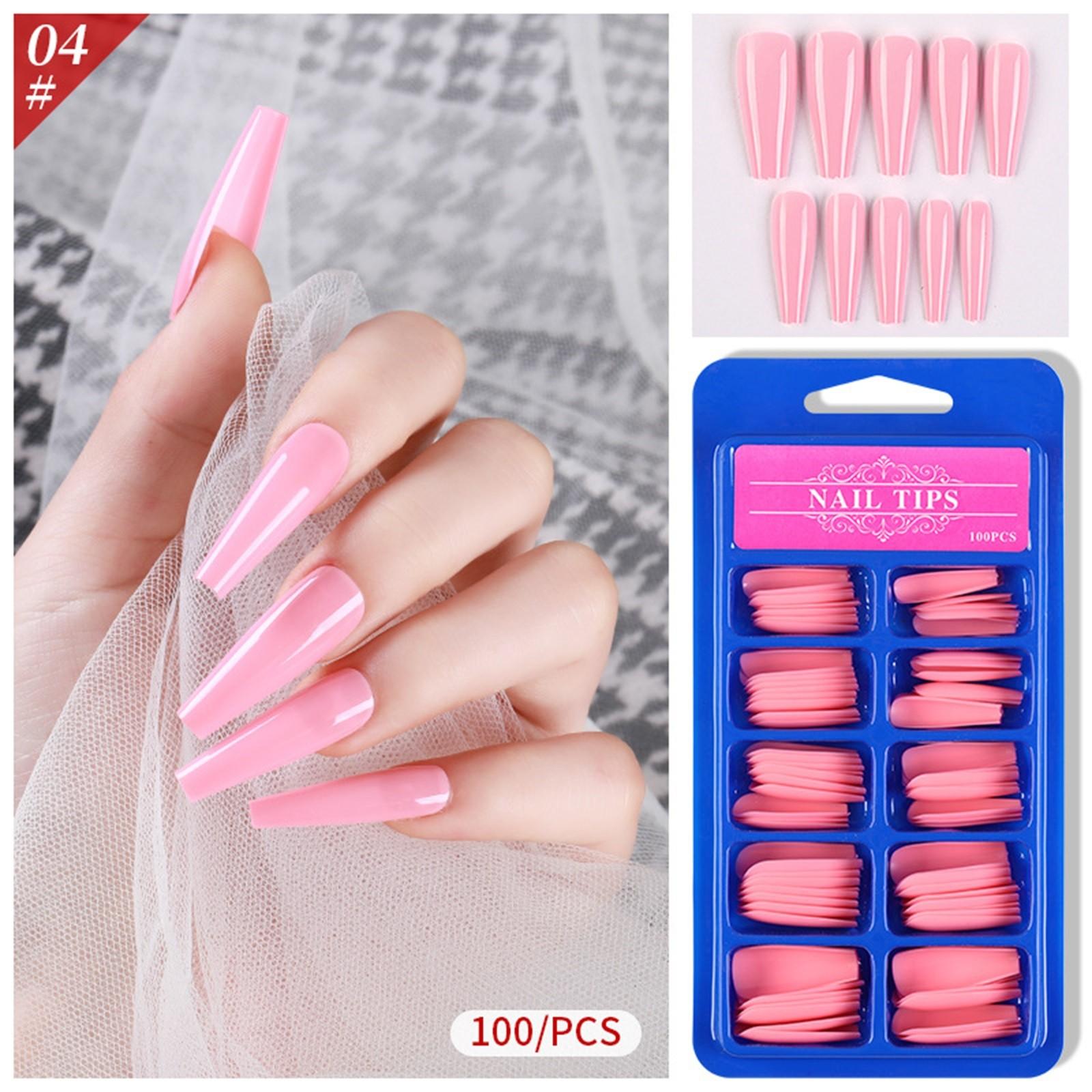 

100pcs Long Fake Nails Full Cover False Nail Coffin Tips Ballerina Art Manicure