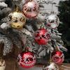 6Pcs 6cm Plastic Ball Christmas Tree Decor Willow Vine Pattern Painted Ball Festival Hanging Ornament