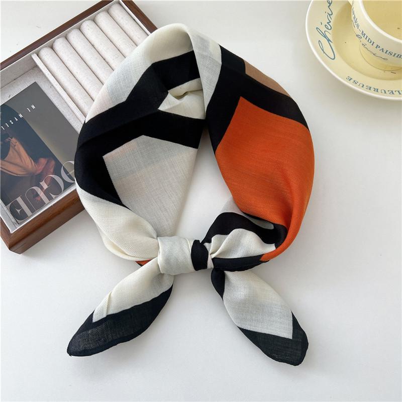 Cotton Linen Print Square Scarves Neckerchief Kerchief Headscarf Women Decorative Scarf Bandanas Headband 65cm Neck Wraps Shawls