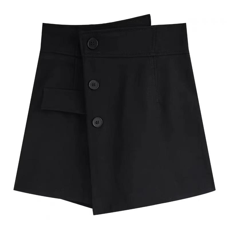 Spring 2024 Women's High-Waist Slim A-Line Skirt-Shorts: Korean Style, Irregular Design