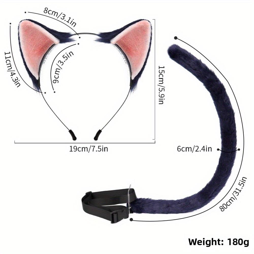Realistic Cat Ear Headband & Tail Set - Plush Feline Cosplay Accessories for Performances & Events