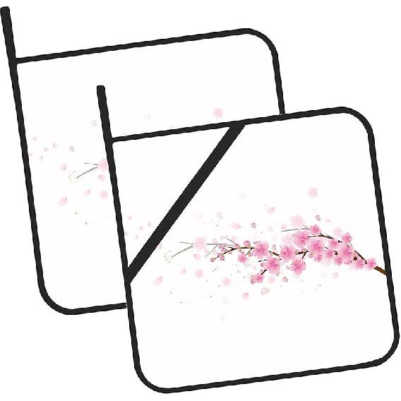 Cherry Blossom Pot Holders Set of 2 Heat Resistant & Non Slip Potholders, Japanede Sakura Oven Hot Pads for Kitchen Cooking Baking Barbecue Cherry Blossom