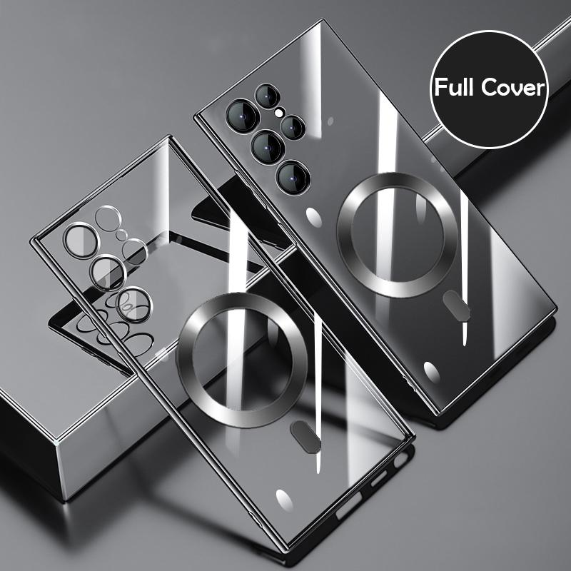Plated Soft Silicon Clear Phone Case For Magsafe Samsung S26 Edge S25 S24 S23 S22 Plus Ultra Magnetic Protective Cover