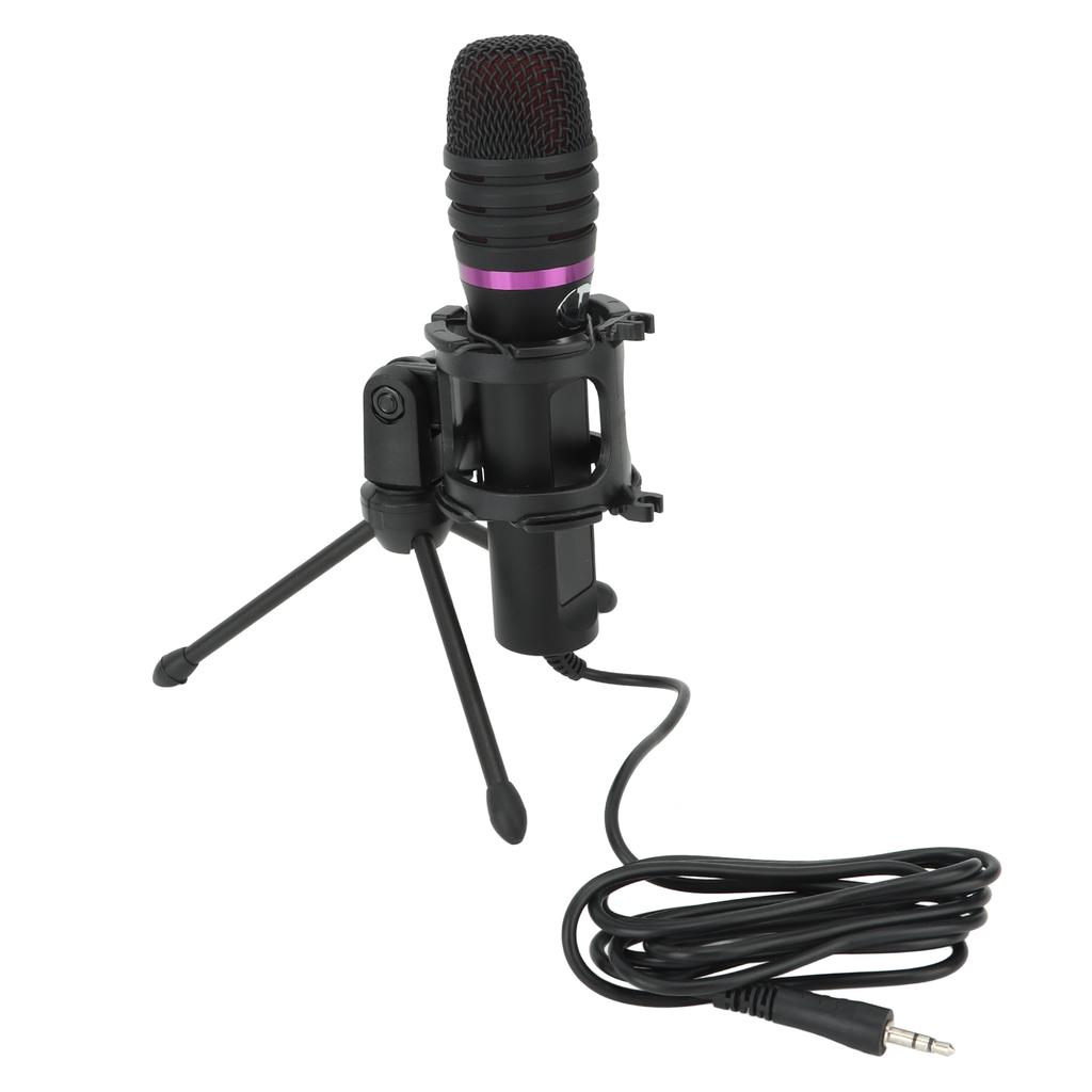 3.5mm Microphone Cardioid Pickup Noise Reduction Wired PC Laptop Mic with Tripod Stand Pop Filter for Gaming Recording