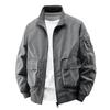 Men's Trendy Korean Style Stand Collar Bomber Jacket - Windproof, Solid Color for Spring & Autumn Outdoor Sports