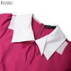 ZANZEA Women Casual Turn Down Collar Summer Short Sleeve Dress