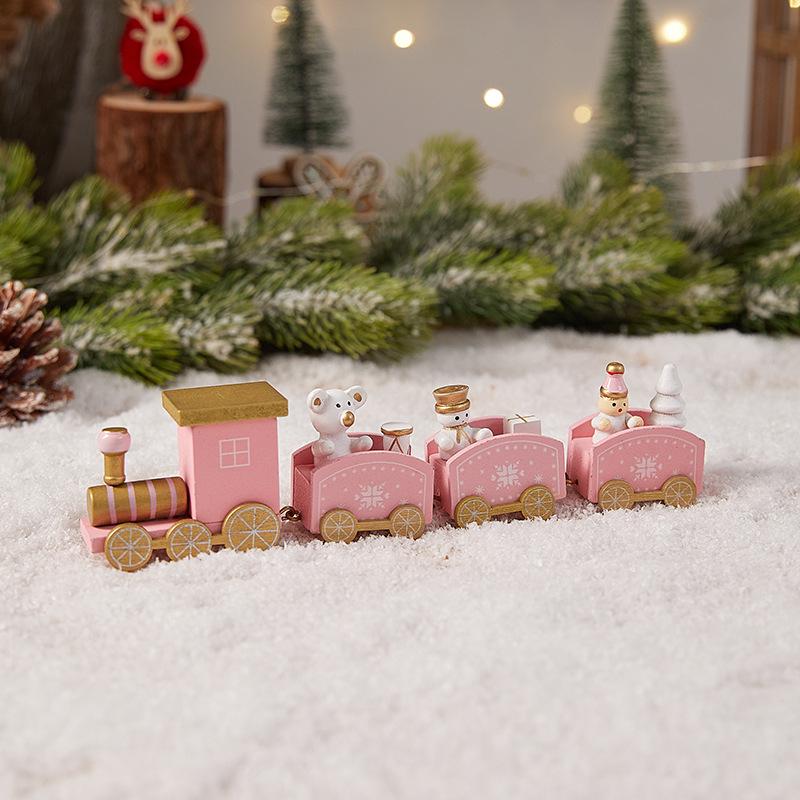Christmas Train Scene Decorations: Desktop & Window Ornament Set with Micro Landscape & Gift Props