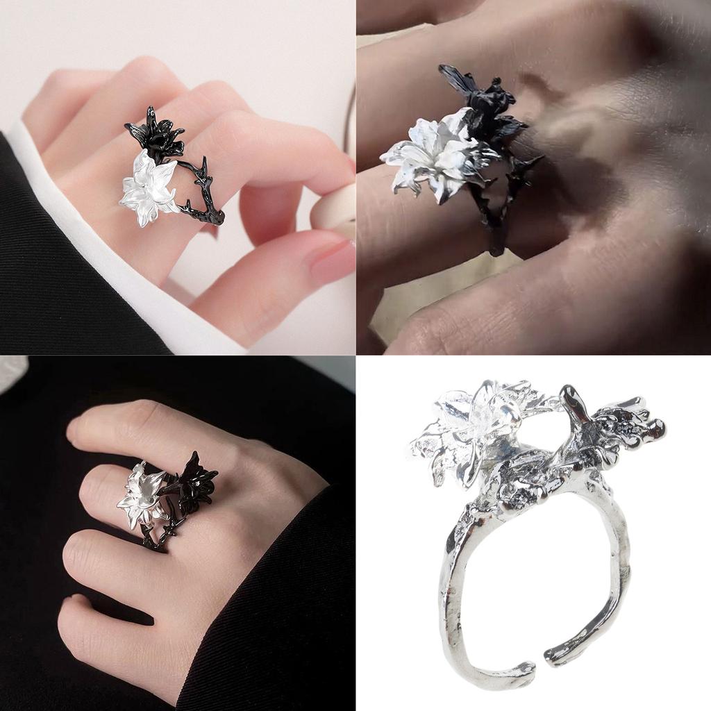 Adjustable Mando Flowers Rings for Women and Girls Anxiety Relief Spinner with Sunflower Daisy Butterfly Designs